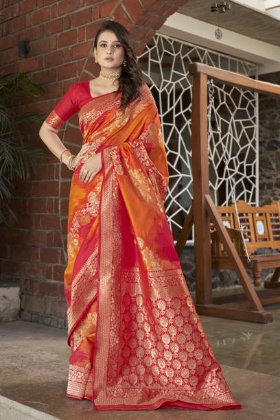 MANOHARI Woven Banarasi Jacquard Saree - Image 2