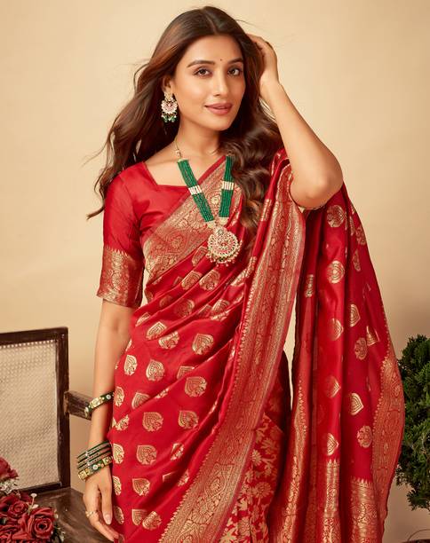 SIRIL Dyed, Self Design, Woven Banarasi Silk Blend Saree