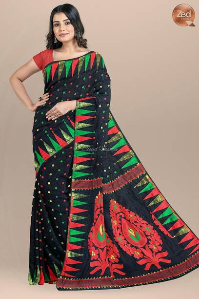 CV Sarees Woven Jamdani Cotton Blend Saree