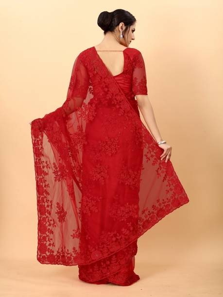 Noise Embroidered Bollywood Net Saree - Image 2
