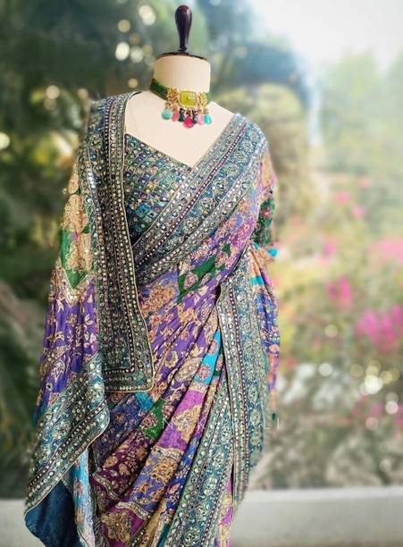 Embellished Bollywood Silk Blend Saree