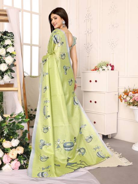 YASHIKA Printed Kalamkari Silk Blend, Art Silk Saree - Image 2