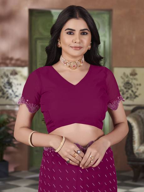 Sariya Embellished Bollywood Georgette Pink Sarees Online - Image 8