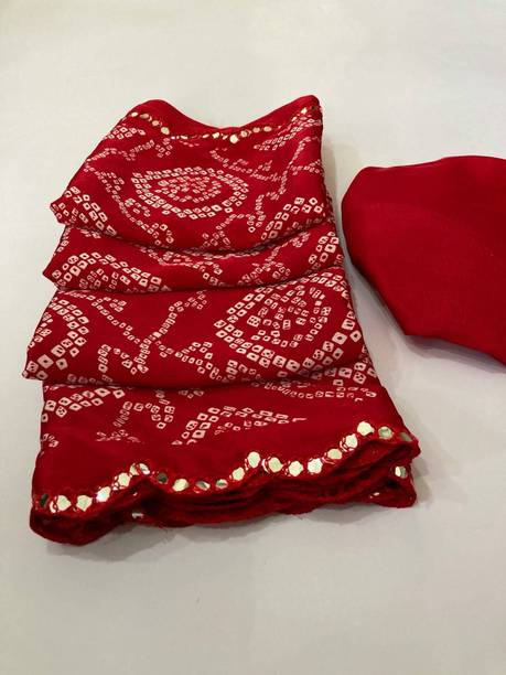 Printed Bandhani Crepe Saree