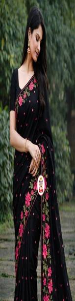 Kantha Embroidered, Floral Print, Polka Print Kantha Khadi, Pure Cotton Saree