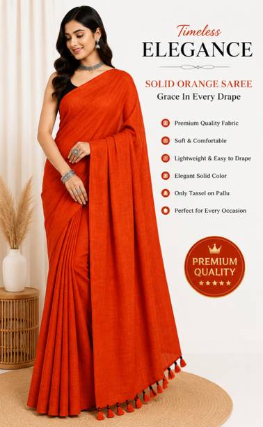 Solid/Plain Bollywood Handloom Cotton Blend Saree