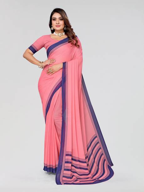 Striped Daily Wear Polyester, Georgette Saree