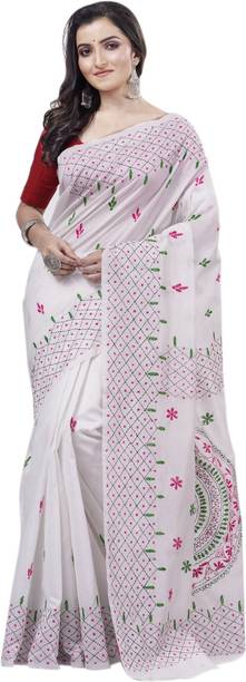 Ruuprekha Embroidered Kantha Cotton Silk Saree