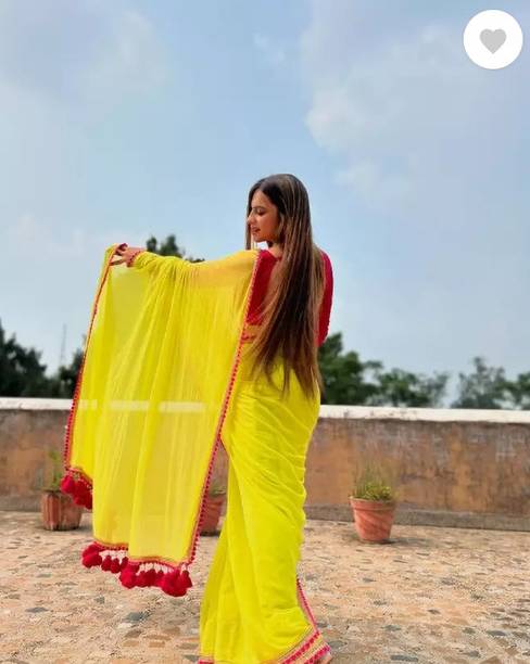 Salco Printed Banarasi Georgette Light Green, Pink Sarees Online @  | galgota.in - Image 7