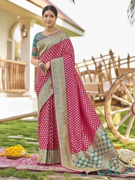 Self Design, Woven, Embellished Banarasi Jacquard, Art Silk Saree