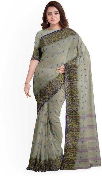 Solid/Plain Handloom Pure Cotton Saree
