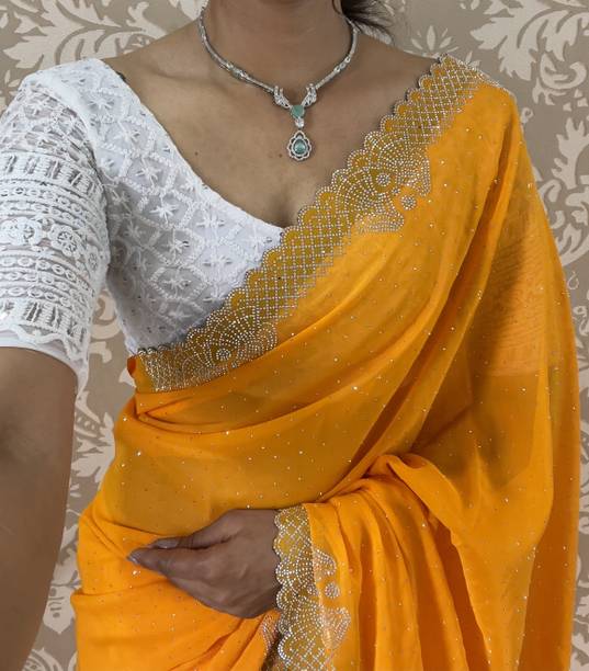 GEETABA FASHION Embroidered Bollywood Georgette Saree