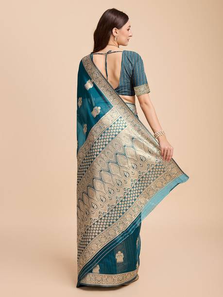 Embellished Maheshwari Cotton Silk Green Sarees Online @  | galgota.in - Image 2