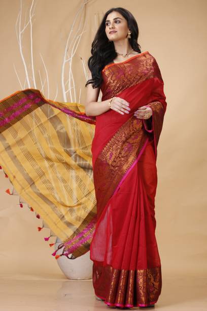 SLAGHA Woven Maheshwari Cotton Silk Saree