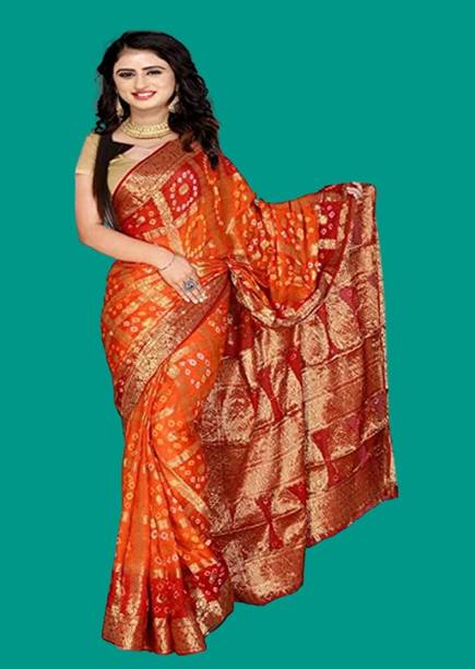 Printed Bandhani Organza Saree