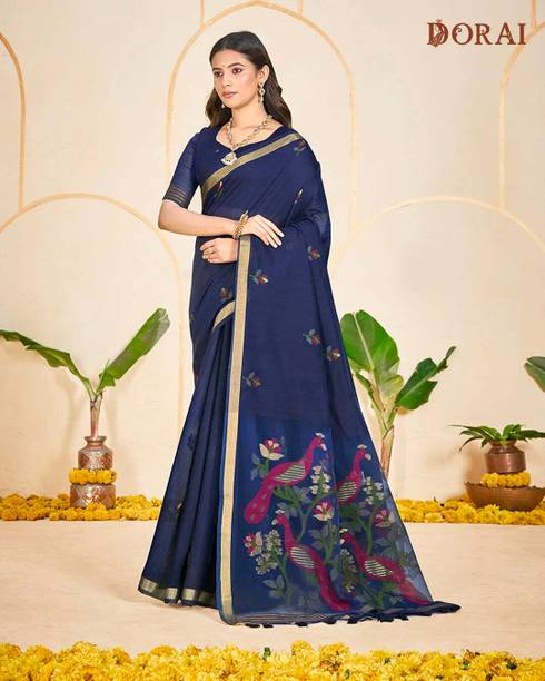 DoraiFashion Self Design Jamdani Cotton Silk Saree