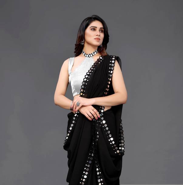 VEERAETHNIC Woven, Embellished Daily Wear Georgette Saree - Image 2