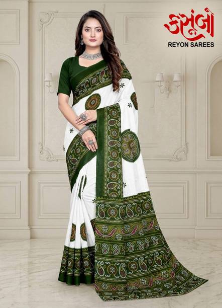 Printed Bandhani Viscose Rayon Saree