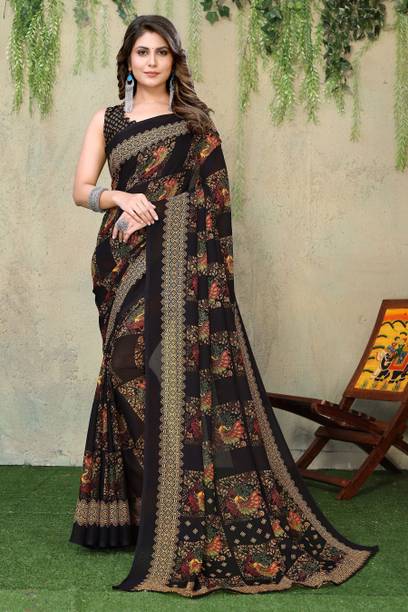 YASHIKA Printed, Digital Print Daily Wear Georgette Saree - Image 5