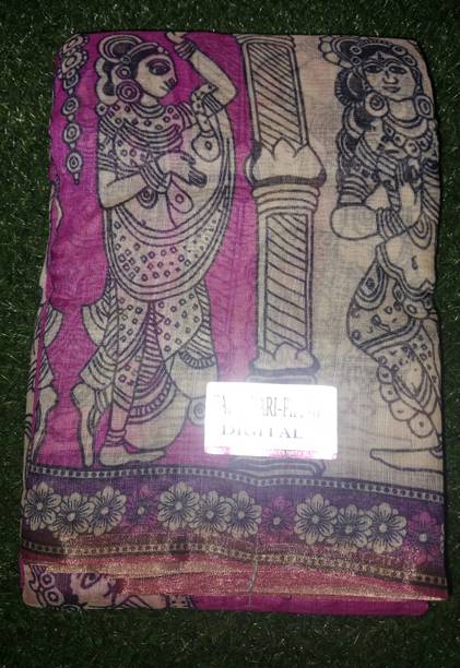 Hand Painted, Digital Print Kalamkari Chanderi, Mulmul Saree