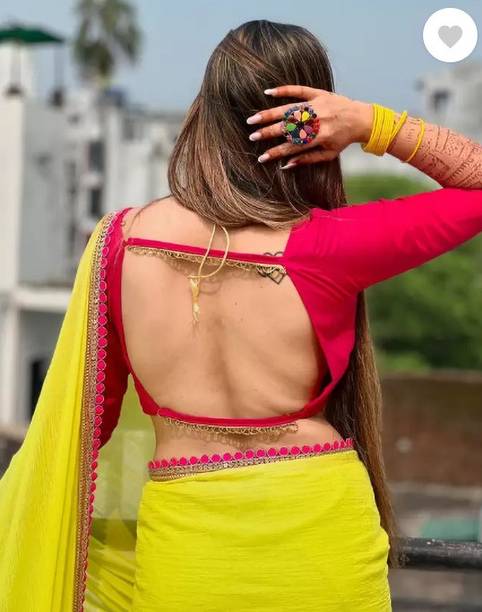 Salco Printed Banarasi Georgette Light Green, Pink Sarees Online @  | galgota.in - Image 5