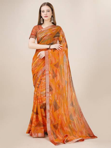 Graphic Print Daily Wear Chiffon Saree