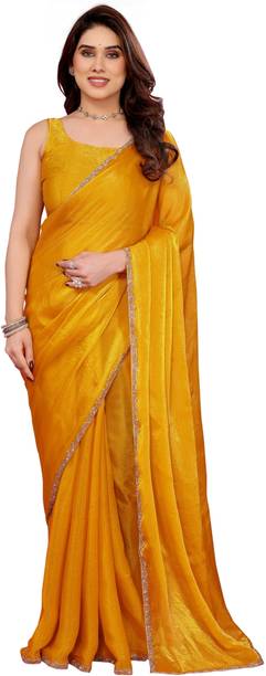 SHRUHAD Self Design, Embellished, Solid/Plain Bollywood Jimmy choo Saree