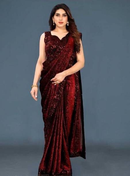 Rarebeauty Floral Print Bollywood Lycra Blend Saree