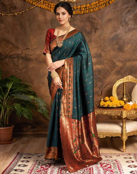 Mahastree Woven Paithani Silk Blend Saree
