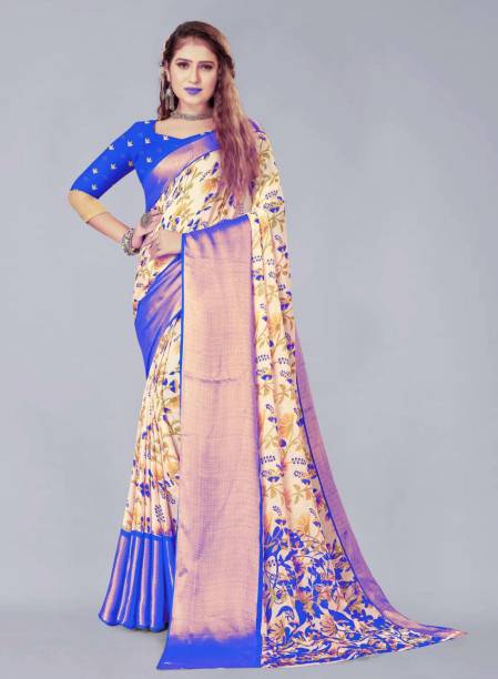 Bhuwal Fashion Floral Print Bollywood Chiffon Saree