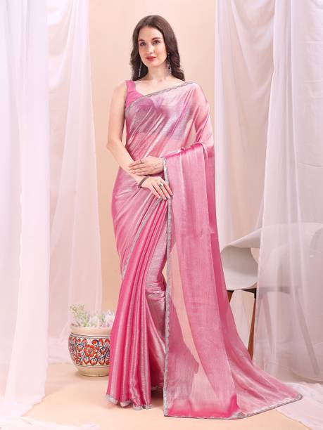 LADYZILLA Solid/Plain Bollywood Jimmy choo Saree