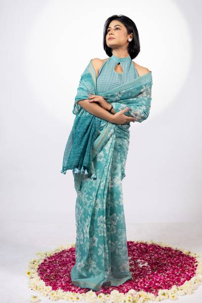 MIRCHI FASHION Printed, Floral Print Daily Wear Cotton Blend Saree