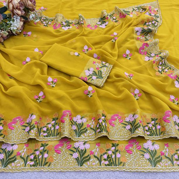 Self Design, Embroidered, Floral Print Bollywood George...