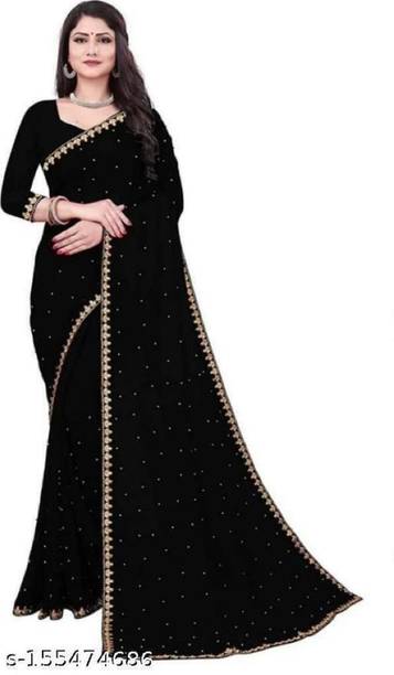 Self Design, Embroidered Bollywood Lycra Blend Saree