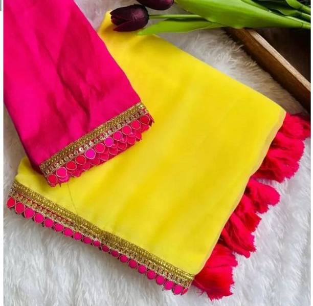 sareya veela Solid/Plain Bollywood Georgette Saree