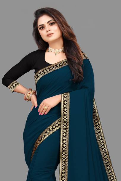 Solid/Plain, Embroidered Bollywood Georgette Saree