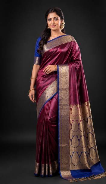 Ready to Wear Solid/Plain, Ombre, Self Design Saree with Attached Blouse Satin Saree