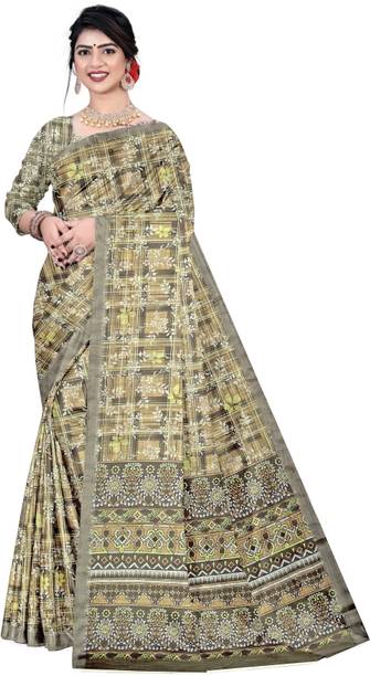 Digital Print Daily Wear Cotton Linen Saree
