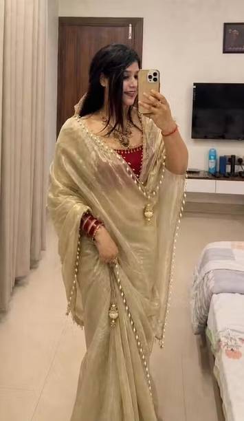 Solid/Plain Banarasi Satin Saree