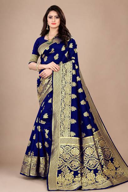 Woven Kanjivaram Jacquard, Polyester Saree
