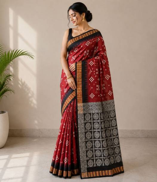 Ready to Wear Temple Border Saree with Attached Blouse Cotton Blend Saree