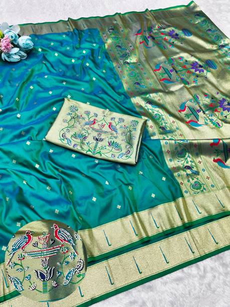 Woven Paithani Silk Blend, Art Silk Saree