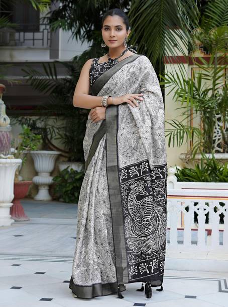 Floral Print Daily Wear Cotton Blend Saree