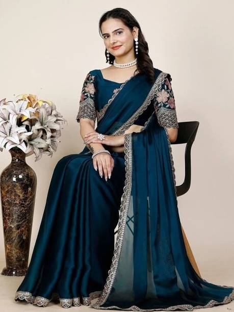 MADHUR HAND WORK ART Embroidered Daily Wear Chiffon Saree