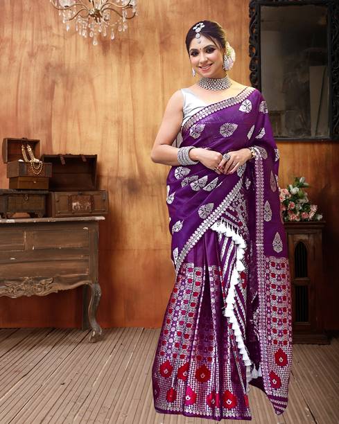 VM Selling Hub Woven Mekhela Chador Silk Blend Saree - Image 4