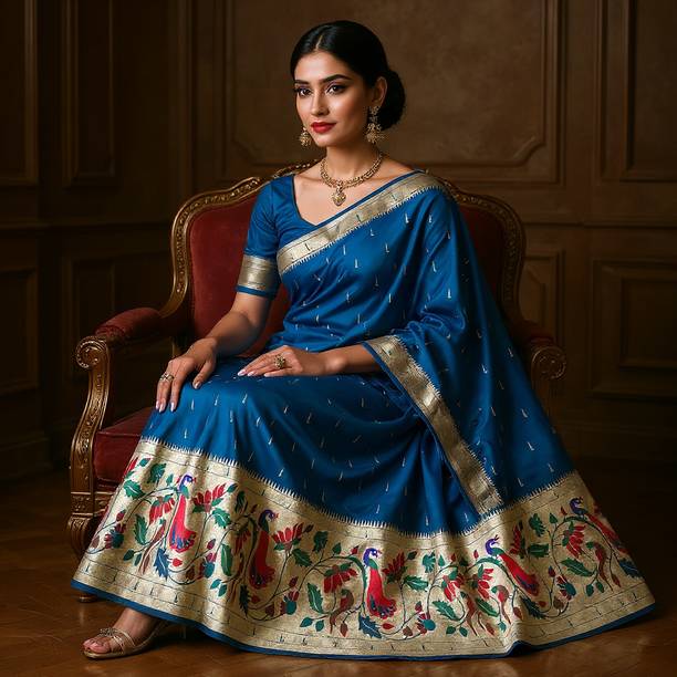 MAHAMANI Woven Paithani Art Silk Saree