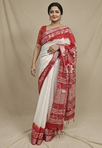 Printed Bhagalpuri Cotton Linen Saree