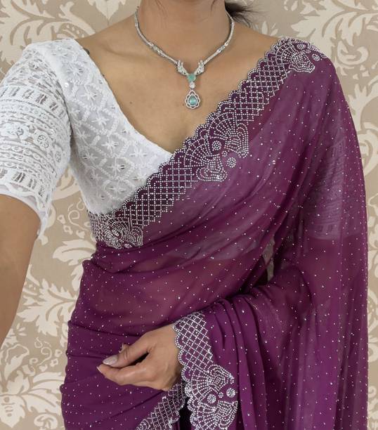 GEETABA FASHION Embroidered Bollywood Georgette Saree