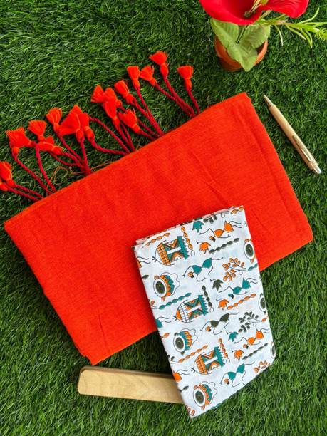 TARAMAACREATION Printed Kalamkari Handloom Pure Cotton Saree