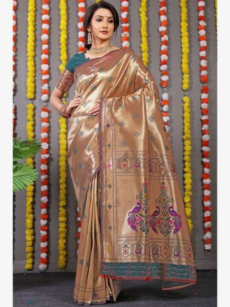 Woven Paithani Art Silk Saree Price in India